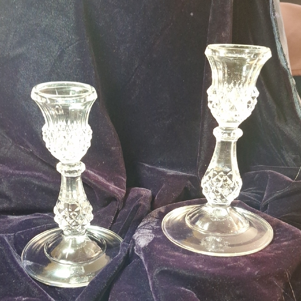 CRISTAL D'ARQUES DURAND LONGCHAMP Crystal CANDLE STICK 6.75 France.